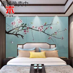 定制刺绣新中式硬包背景墙电视客厅床头沙发软包独绣中式喷绘壁画