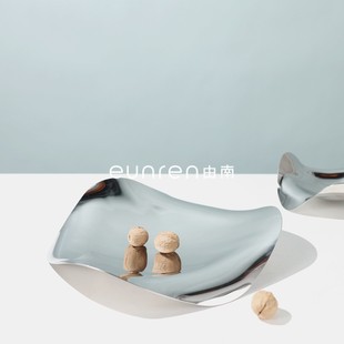 不规则不锈钢水果盘托盘摆件家居厨房餐厅样板房软装 简约欧式 饰品