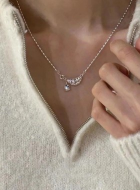 999纯银牛角包项链女轻奢小众极简2025新款爆款足银颈链生日礼物