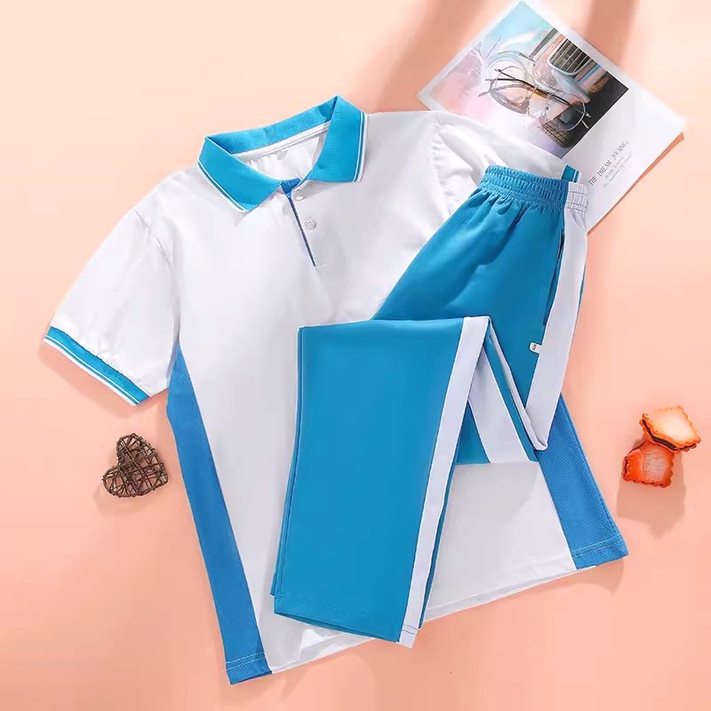 高货速发蓝白校服套装韩版中小学生夏季校服短袖校裤学院风校园运