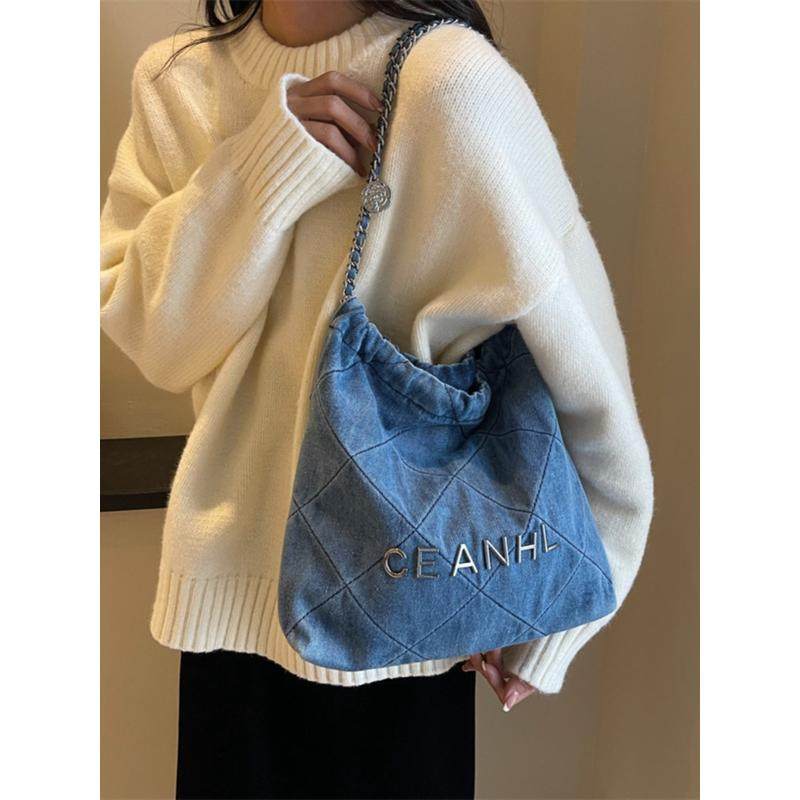 韩系牛仔布大容量包包女2025秋冬新款链条女包单肩手提,箱包皮具/热销女包/男包,托特包,淘宝优惠券,粉丝福利购,淘宝优惠卷