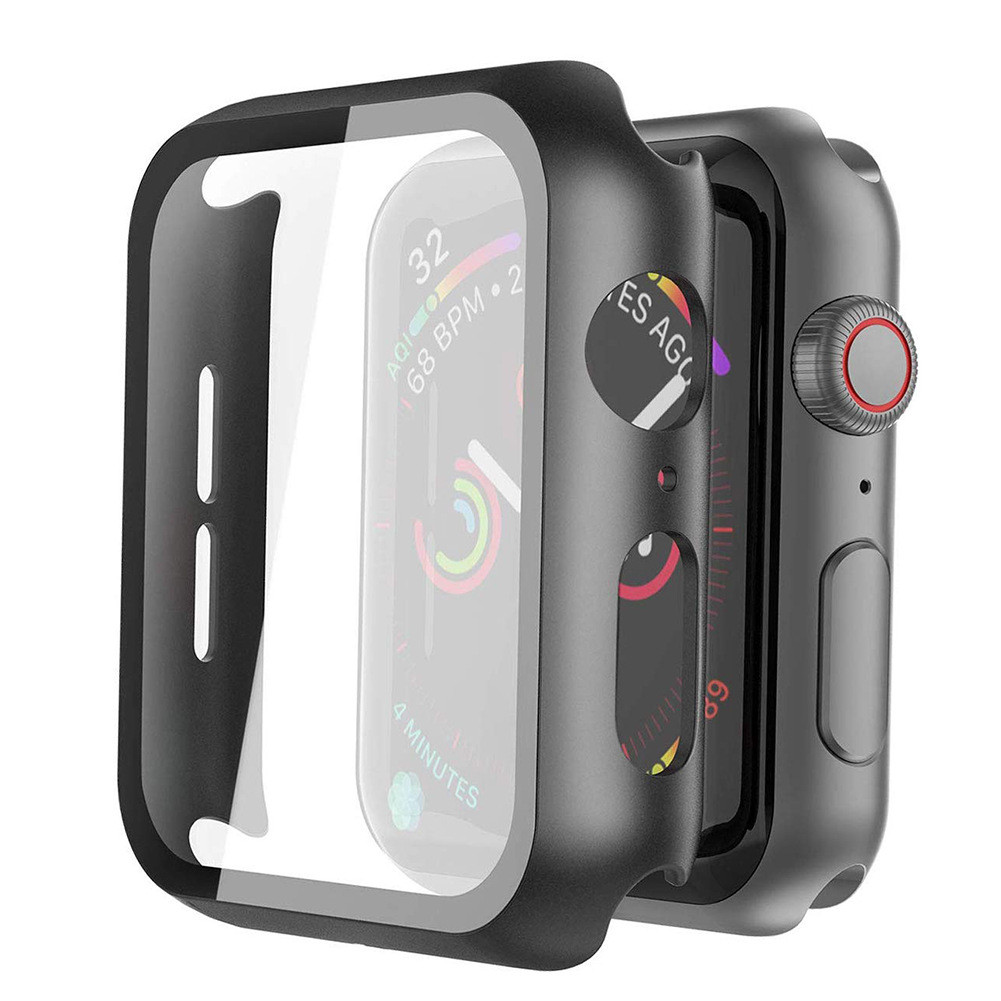 适用苹果7代表壳iwatch S7手表保护套壳膜一体PC磨砂钢化膜全包壳