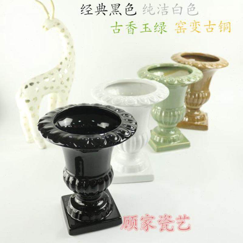 包邮方底浮雕黑白绿色古铜陶瓷奖杯花瓶花插花器家居工艺装饰摆件,家居饰品,花瓶,淘宝优惠券,粉丝福利购,淘宝优惠卷