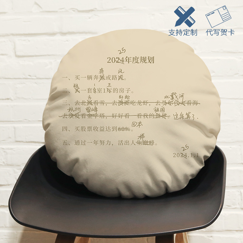 2025年度规划搞笑圆形抱枕定制社畜青年汽车靠垫创意趣味午睡枕头