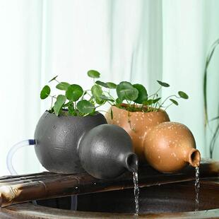 水流水摆件口古装饰出鱼缸养鱼容罐法过滤材料陶瓷循环配件葫芦器