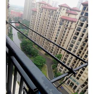 高层免打孔阳台晾衣架户外晒衣架护栏挂衣杆不锈钢防盗窗晾衣神器