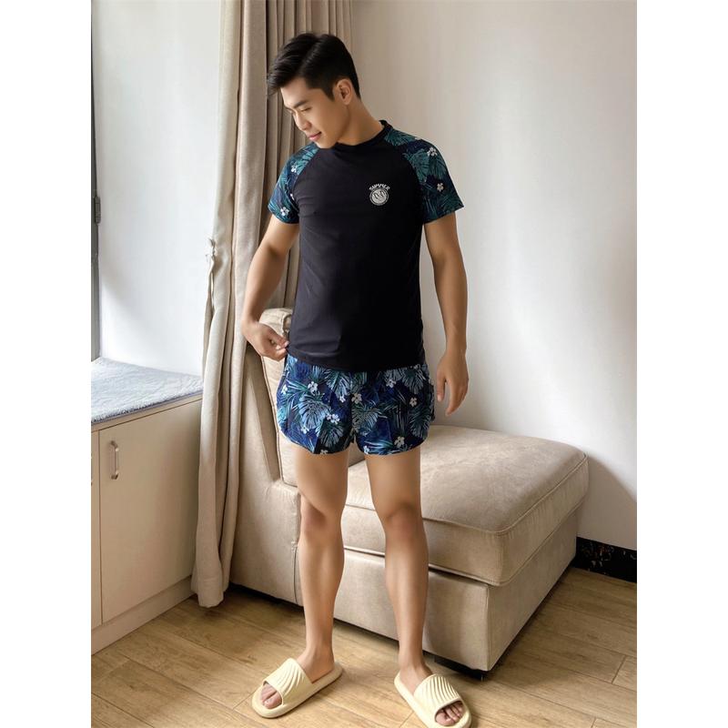 男款2025新款爆款男士泳衣双层防尴尬舒适男式青少年游泳裤套装