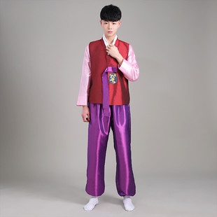傳統(tǒng)宮廷成人少數(shù)民族風(fēng)舞臺(tái)舞蹈婚禮演出服套裝 韓服男朝鮮族古裝