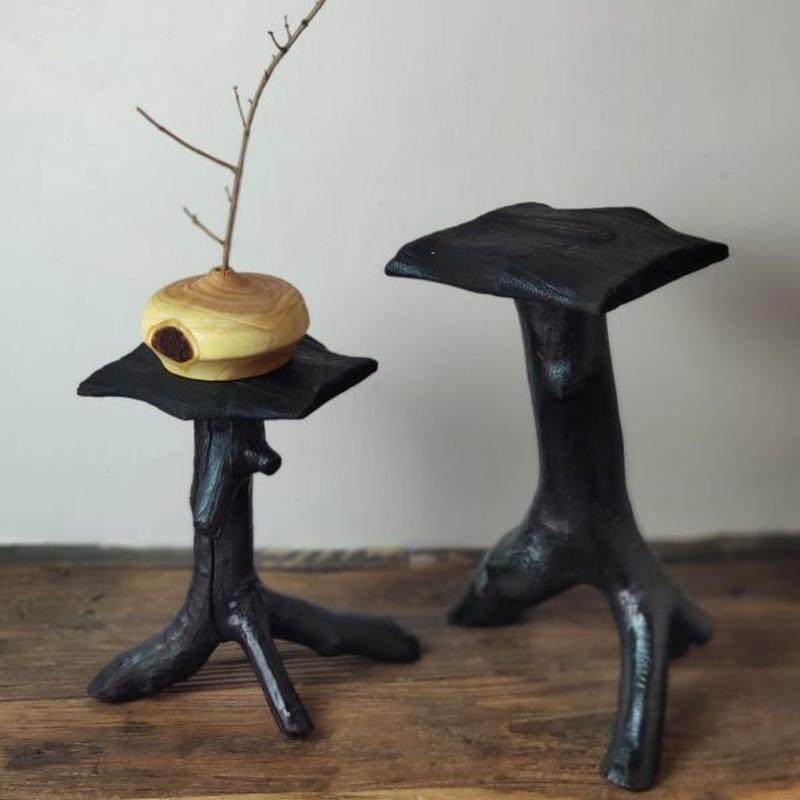 高档碳化木茶几高级风实木感底座民宿边几装饰小博古架落地摆件侘,家居饰品,落地摆件,淘宝优惠券,粉丝福利购,淘宝优惠卷