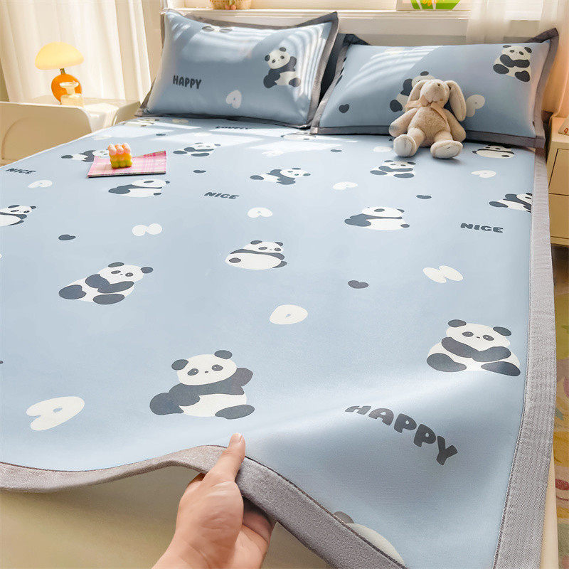 夏季冰丝凉席三件套可水洗卡通冰丝席子宿舍家用单双人折叠空调席,床上用品,冰丝席,淘宝优惠券,粉丝福利购,淘宝优惠卷