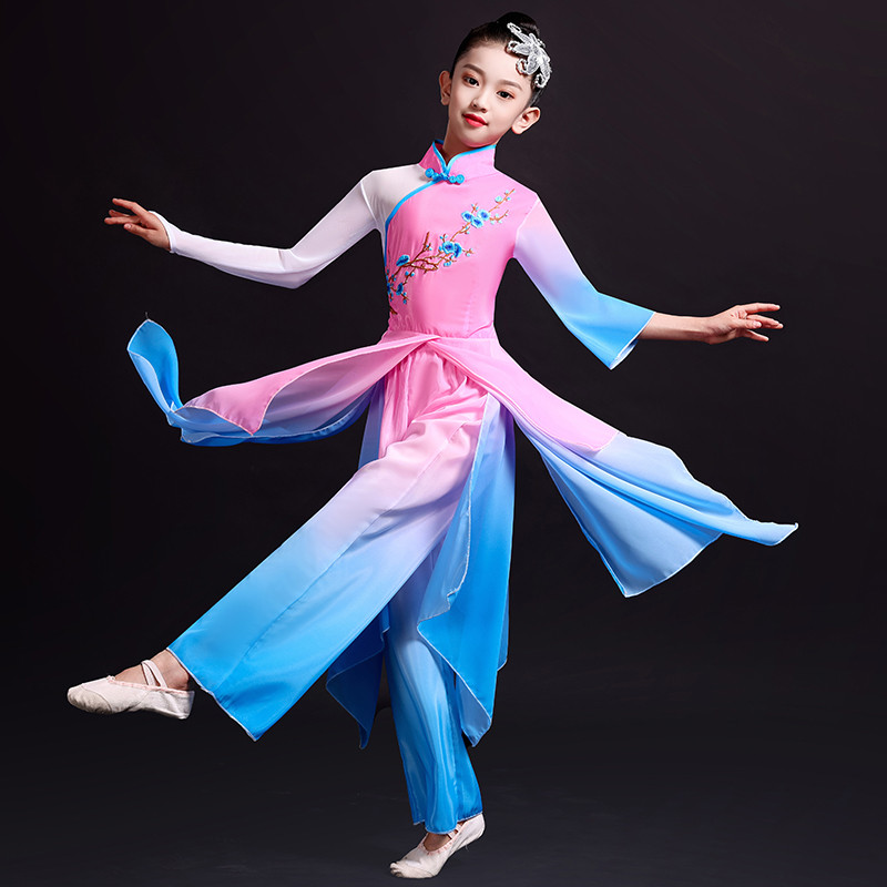儿童古典舞演出服女童中国风秧歌服舞蹈服扇子舞少儿表演服装群1