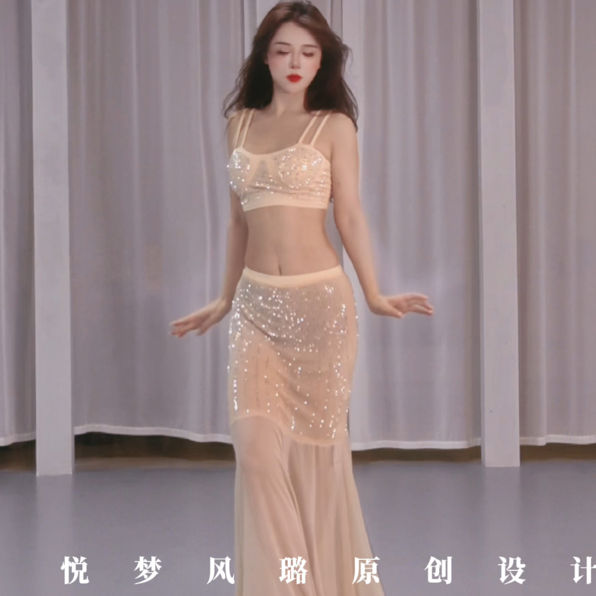 悦梦风璐新款练功服套装夏舞舞蹈服装仙女款水纱烫钻