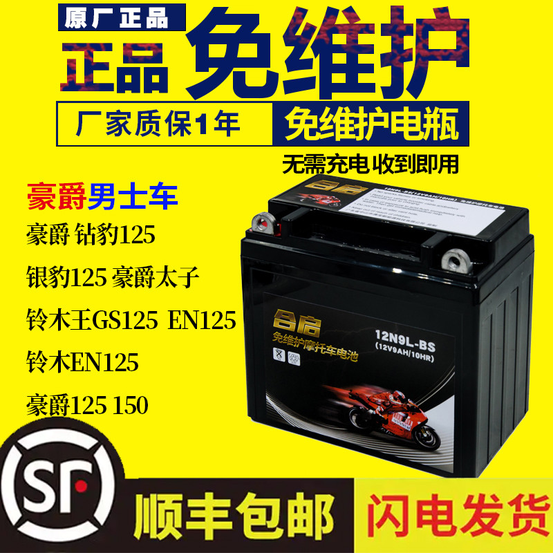 适用于豪爵125摩托车电瓶12v 通用干电池钻豹摩托车125-7银豹电瓶