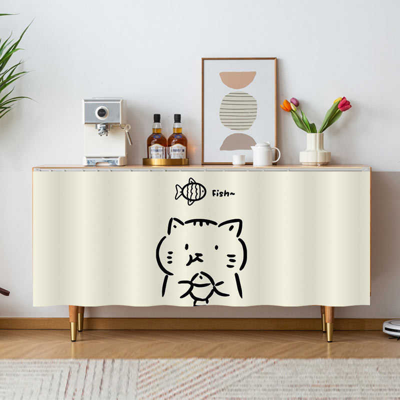 柜子帘子打孔杂物U橱柜防尘门帘遮挡免厨房遮丑拉帘鞋架滑轨式布