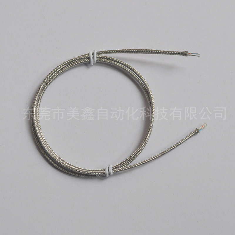 日本进口热电偶线K型金属网编制不锈钢屏蔽单股线2*0.65mm