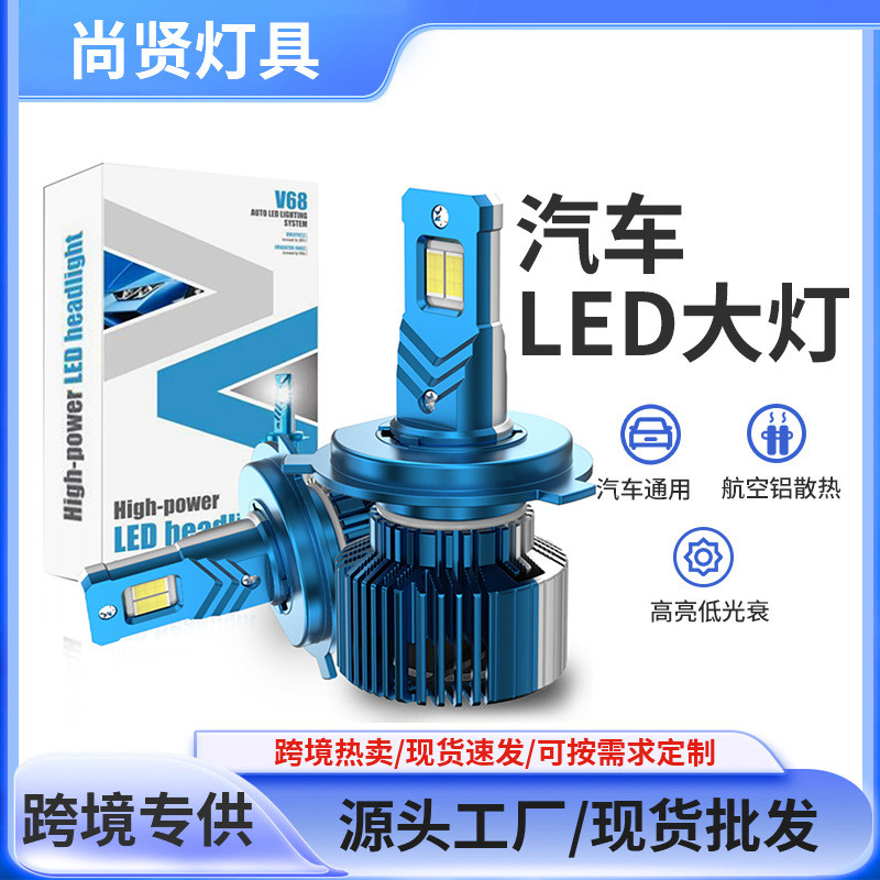 尚贤车灯led透镜汽车大灯防尘防水h4超亮聚光远近一体LED汽车灯泡
