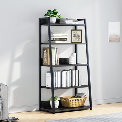 书架置物架落地简约卧室铁艺收纳架展示储物家用客厅多层梯形书柜