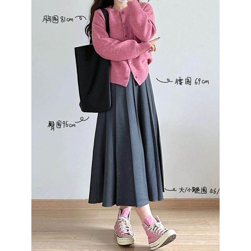 灰色毛呢女2025新款春季大码梨形身材胖mm遮肚藏肉百褶,女装/女士精品,大码半身裙,淘宝优惠券,粉丝福利购,淘宝优惠卷