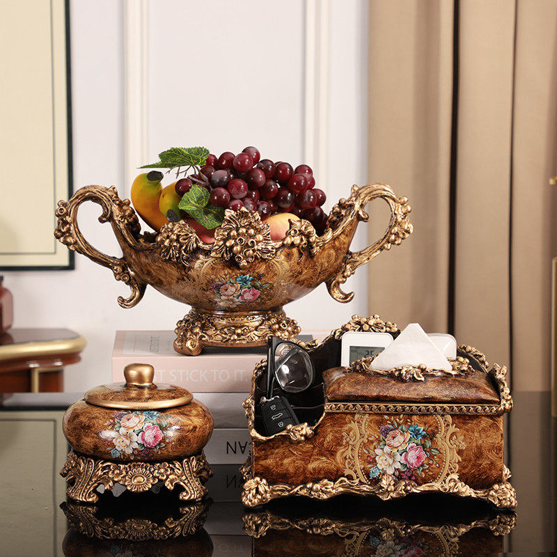 欧式家居软装装饰品摆设美式客厅水果碗纸巾盒烟灰缸茶几套装摆件,家居饰品,果盘/果篓,淘宝优惠券,粉丝福利购,淘宝优惠卷