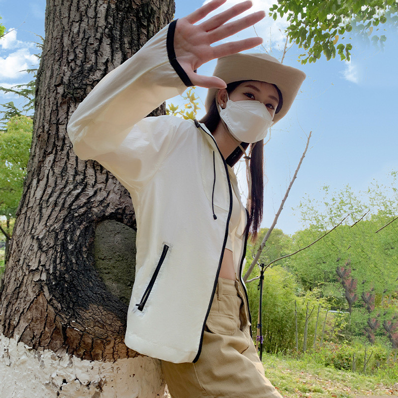 户外防晒衣女款2025夏季新款防紫外线山系出行轻薄凉感连帽防晒服