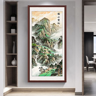泰山图日出东方贴画入户门正对墙玄关装饰画有山无水过道走廊壁画