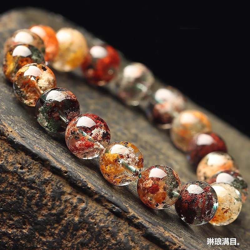 四季幽灵手串女男东海水晶玛瑙玉髓玉石散珠多宝绿幽灵聚宝盆手链