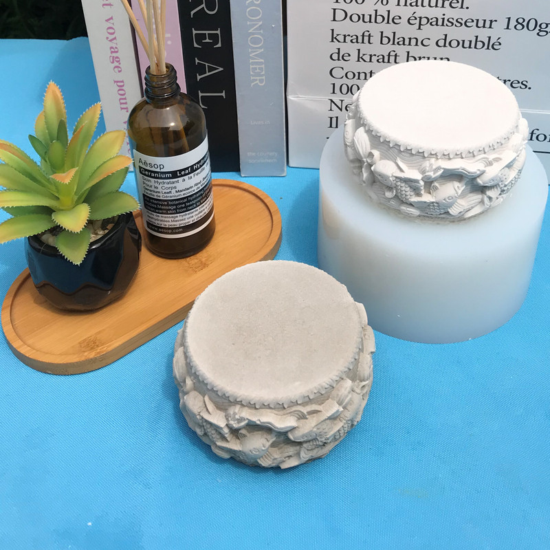 青砂石摆件磨具鲤鱼波浪石墩石鼓模具树脂磨具水泥茶宠鱼缸底572