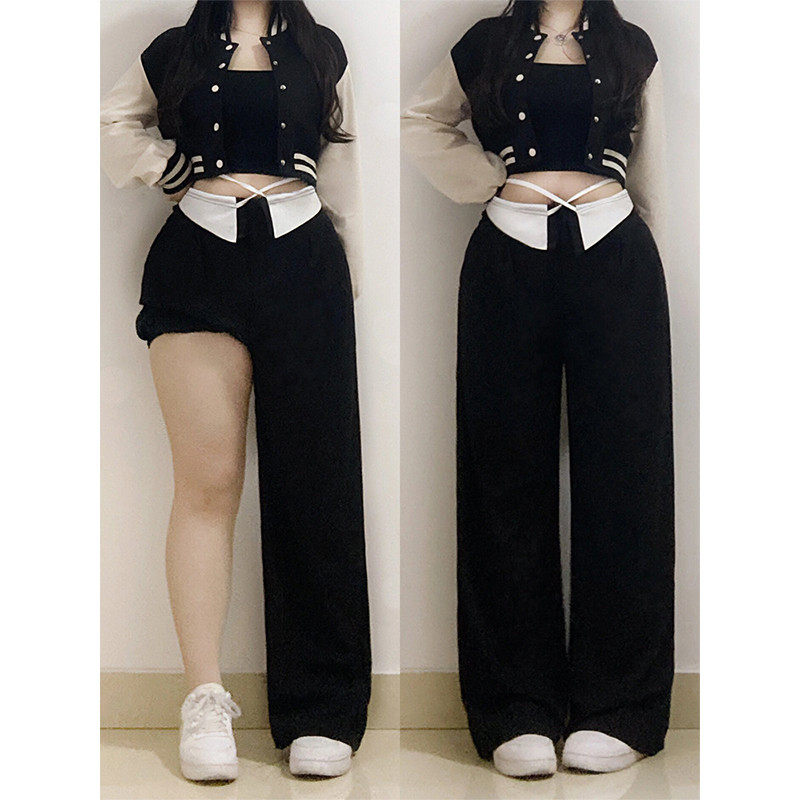 大码梨形遮肉黑色直筒胖mm宽松显瘦阔腿西裤女,女装/女士精品,大码裤装,淘宝优惠券,粉丝福利购,淘宝优惠卷