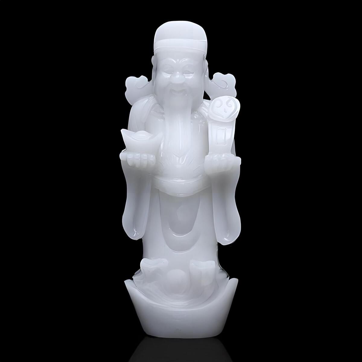 玉器白玉财神爷摆件玉像阿富汗笑玉石文公司家庭财位供奉真玉石