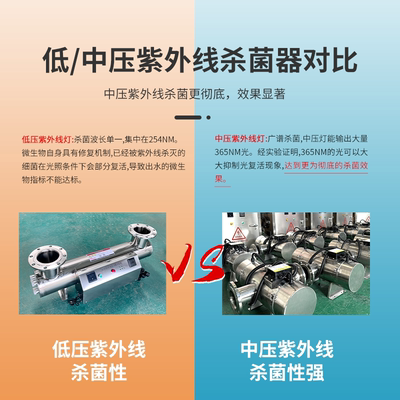 中压紫外线消毒器泳池矿泉水桶装水水产养殖管道式杀菌水处理设备