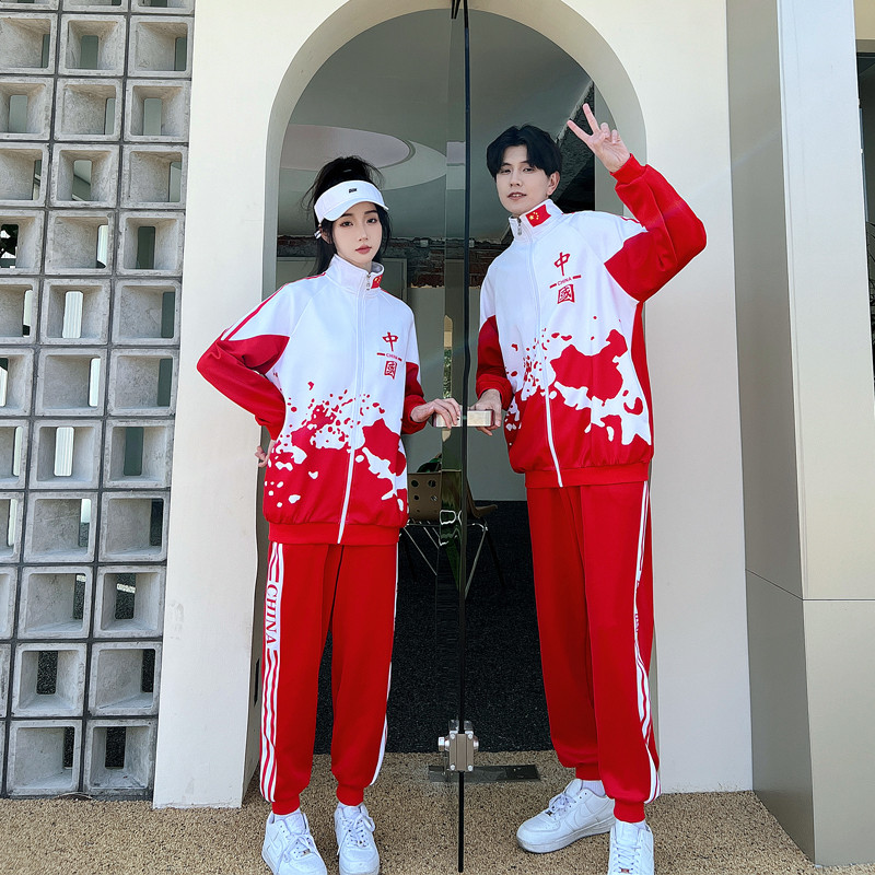 高货速发中国红高中学生校服套装六年级运动会班服初中生春季学院
