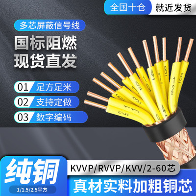 KVV/KVVP/RVVP多芯屏蔽电缆线12/24/60芯1/1.5/2.5平方控制信号线