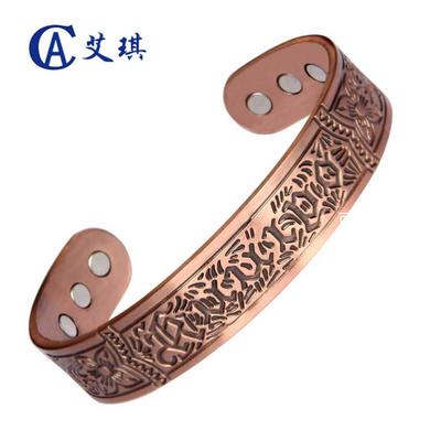 现货磁石红铜手镯维京人磁石红铜手镯复古时尚宽磁性红铜手镯