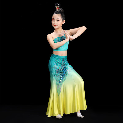 新品儿童西双版纳新款傣族舞蹈服装女少儿彩云之南春述艺考剧目演