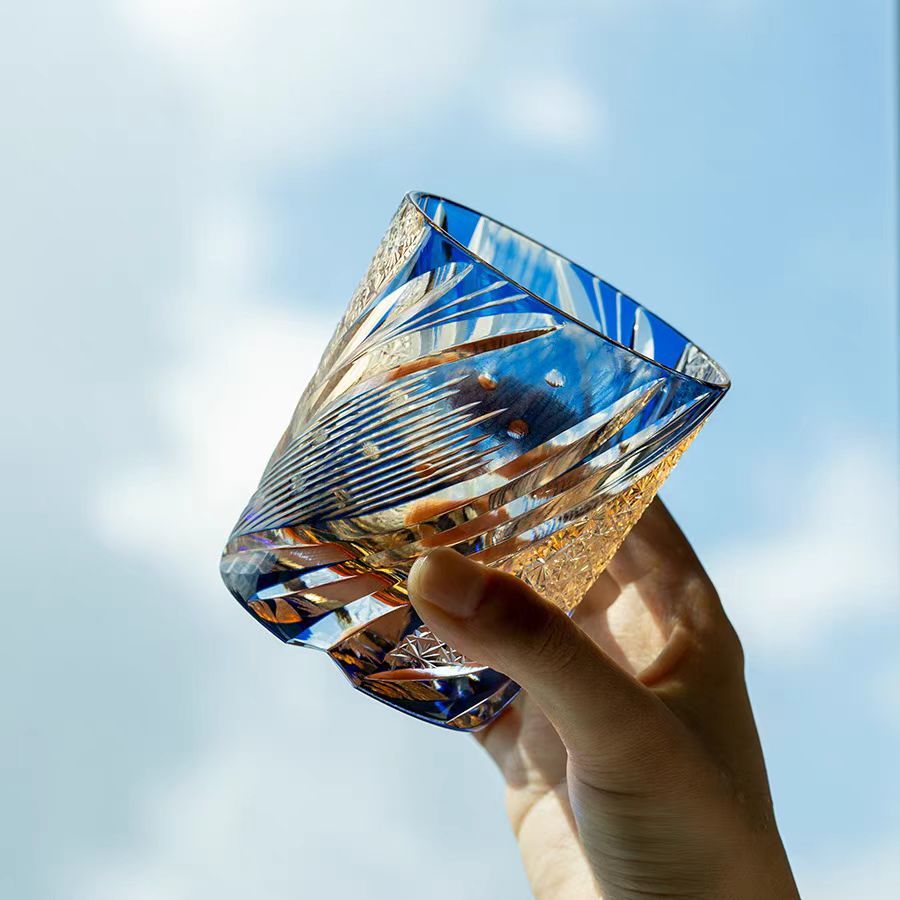 正品江户切子繁星水晶玻璃杯水杯红酒杯威士忌杯洋酒杯送人送礼盒