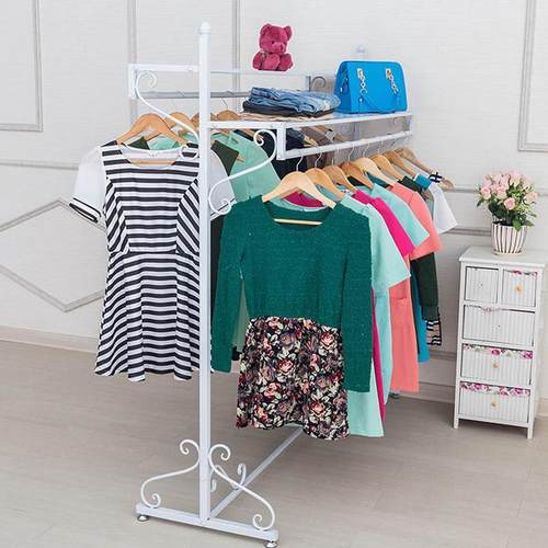 服装店货架挂衣架铁艺式衣架落地现货挂架包邮带鞋包服装展示架板