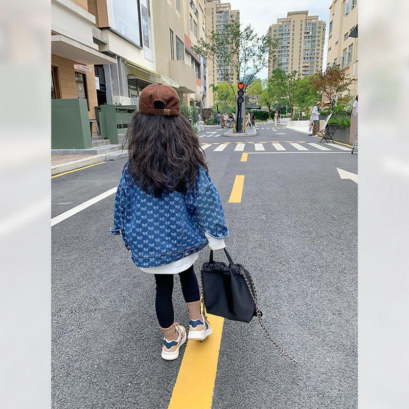 女童外套2025儿童秋季款复古提花牛仔外衣宝宝百搭宽松衬衫上衣