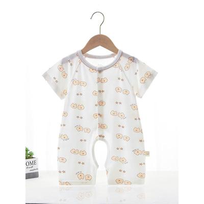 婴儿莫代尔连体衣开档夏季薄款短袖开裆爬服新生儿衣服宝宝哈衣夏