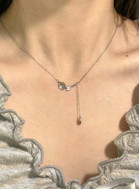 999纯银玫瑰花项链女2024新款爆款轻奢小众锁骨链七夕情人节礼物