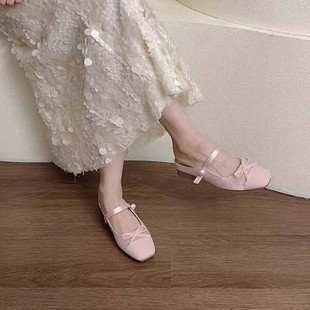 蝴蝶结轻奢风一字凉 厂家国风包头半拖鞋 女2025年新款 夏季 外穿时尚