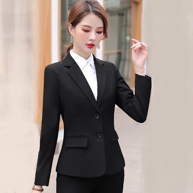 现货春秋黑色西装外套女职业装正装修身显瘦气质单件西服女上衣工