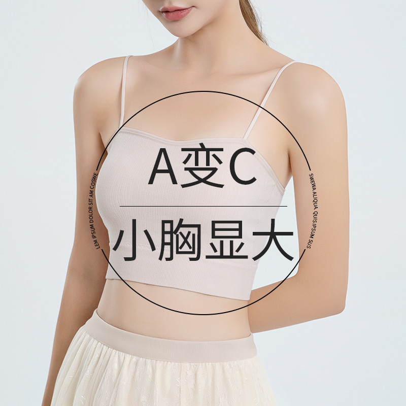 平胸细肩带小吊带背心女小胸显大聚拢2025新款带胸垫美背无痕内衣