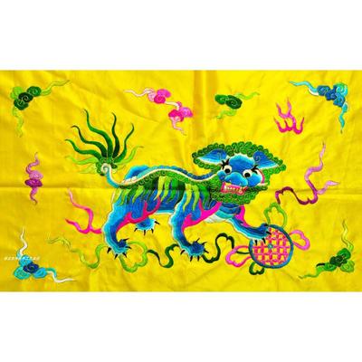 绣品滚绣球绣花装饰画手工狮子老绣片京绣纯手工刺绣盘金服装布料