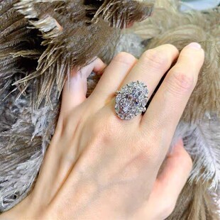 仿真钻戒女高定鸽子蛋超大五克拉钻小众设计时尚奢华夸张食指戒指