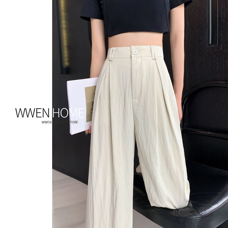 冰丝阔腿裤女夏季薄款垂感小个子休闲日系慵懒褶皱山本裤,女装/女士精品,休闲裤,淘宝优惠券,粉丝福利购,淘宝优惠卷