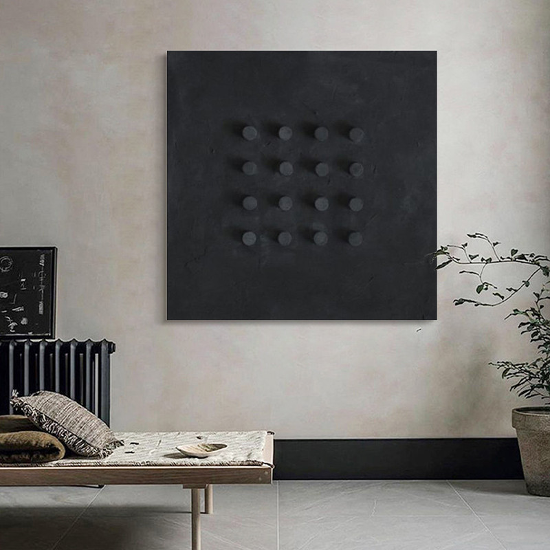 颐画手绘油画《逆光》客厅侘寂风挂画玄关餐厅装饰画卧室立体抽象图片