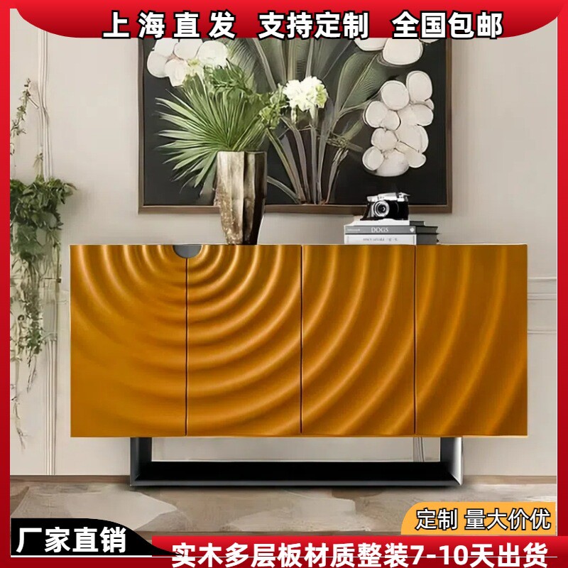 意式极简烤漆餐边柜岩板实木玄关柜多功能沙发背柜卧室收纳储物柜