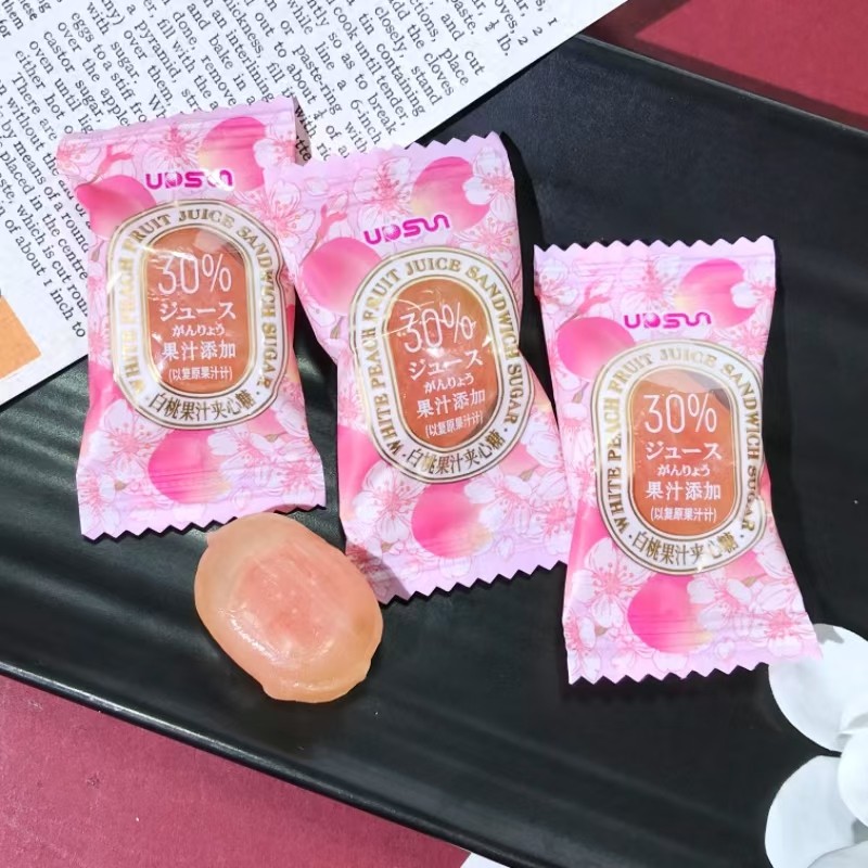 黎祥白桃果汁夹心硬糖结婚喜糖伴手礼办公前台招待年货小粒糖零食