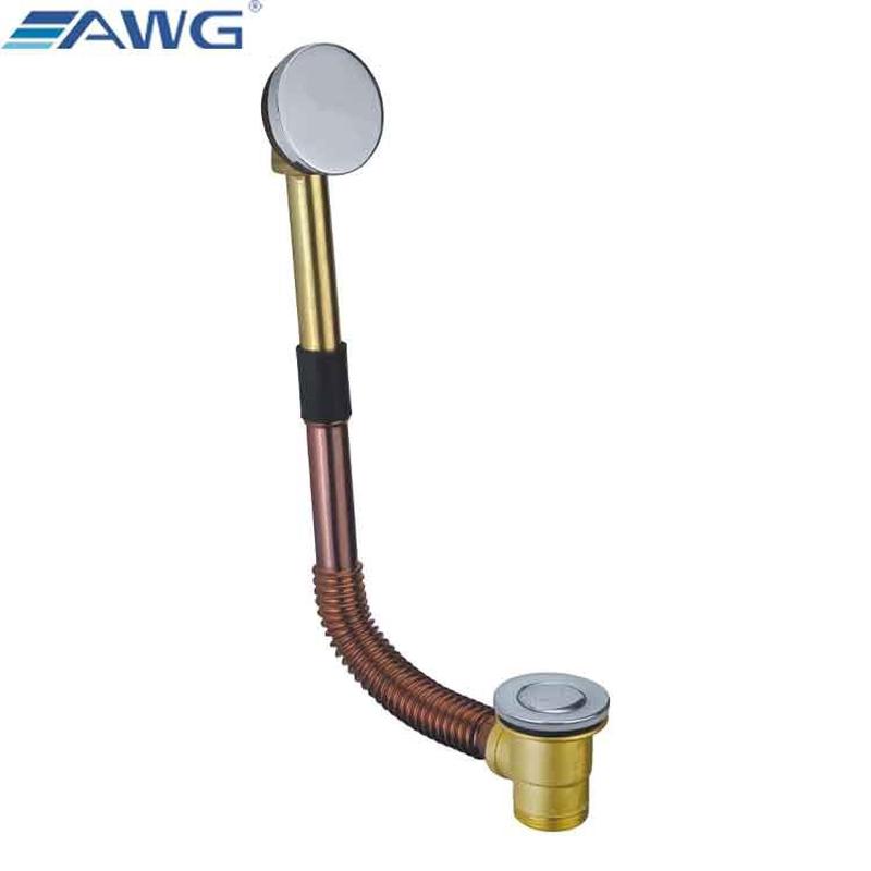 全铜高档电镀浴室下水管脚踏式伸缩下水器awg陶瓷浴缸去水器批发