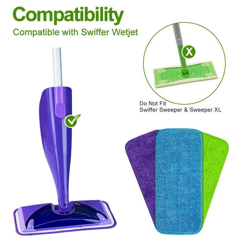 适配Swiffer Wet Jet 湿喷拖把替换垫粘贴式超细纤维拖把布配件
